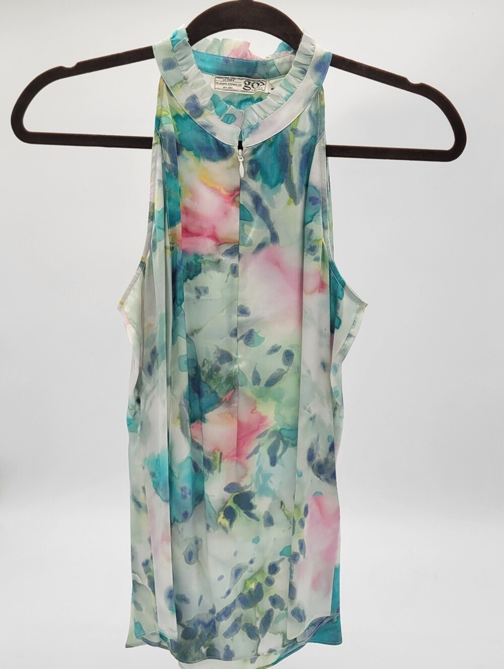 NWT- Go Silk Sleeveless Floral Watercolor Top